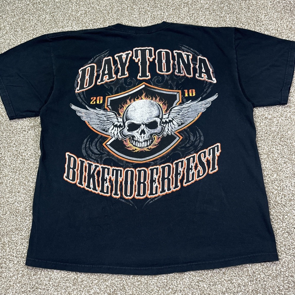 Daytona Bike Week Scull Flame Shirt Black Size XL